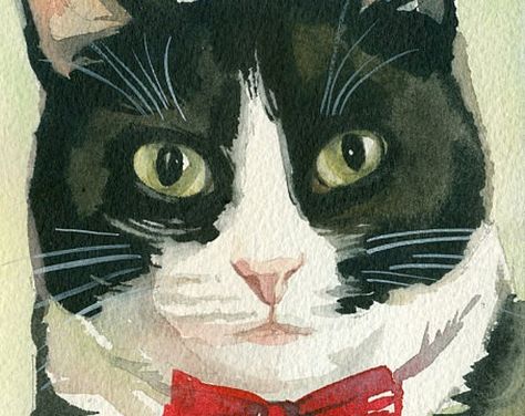 Browse unique items from creativeartistic on Etsy, a global marketplace of handmade, vintage and creative goods. Tuxedo cat Black And White Cat Watercolor, Tuxedo Cat Watercolor, Watercolor Tuxedo Cat, Black And White Cat Painting, Tuxedo Cat Drawing, Tuxedo Cat Painting, Black And White Cat Art, Chat Photo, Tuxedo Cat Art