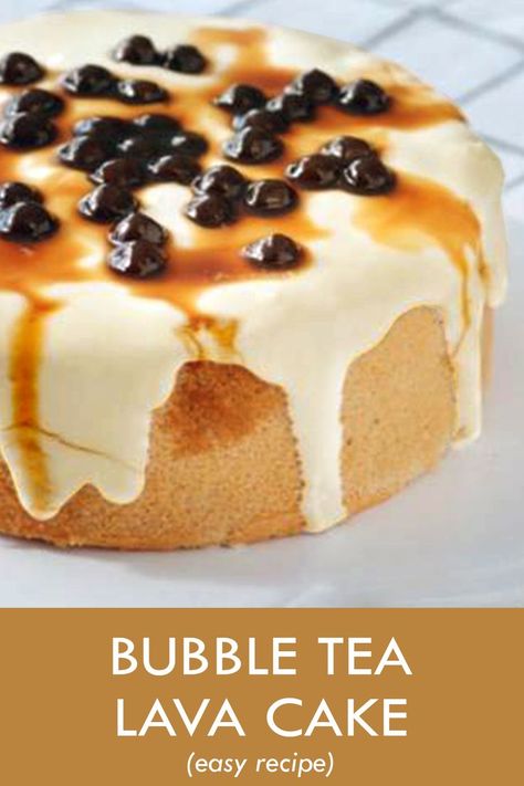 Bubble Tea Lava Cake Recipe Milk Tea Cake, Boba Cake, Boba Recipe, Bubble Tea Recipe, Lava Cake Recipes, Bubble Tea Boba, Tea Cakes Recipes, Bubble Milk Tea, Tapioca Pearls