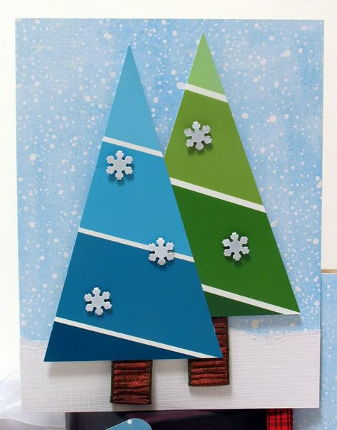 © 2007 Angela Sgro Paint Samples Crafts, Paint Chip Cards, Paint Sample Cards, Paint Chip Crafts, Simple Holiday Cards, Paint Sample, Paint Chip, Homemade Christmas Cards, Tree Cards