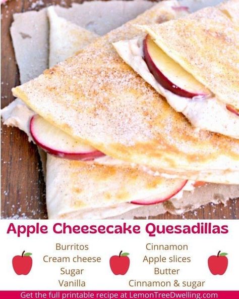 Cream Cheese Quesadilla, Cheesecake Breakfast, Apple Pie Tacos, Cheese Quesadilla Recipe, Breakfast Quesadillas, Lemon Tree Dwelling, Apple Cream Cheese, Dessert For Breakfast, Apple Cream