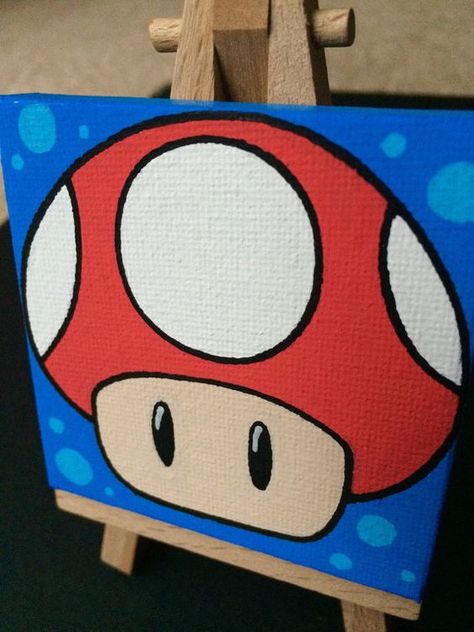 Mario Painting, Hippie Painting, Painting Canvases, Simple Canvas Paintings, Cute Canvas Paintings, Easy Canvas Art, Canvas Drawings, Easy Canvas Painting, Canvas Painting Designs