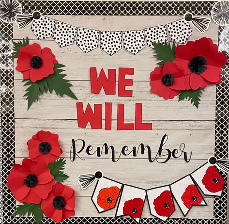 Remembrance Day Decorating Ideas, Remembrance Day Door Decorations, Remembrance Day Display Ideas, Rememberance Day Bulletin Board Ideas, Poppy Remembrance Day Art, Remembrance Day Decor, Remembrance Day Display, Remembrance Day Bulletin Board Ideas, Poppy Display Ideas