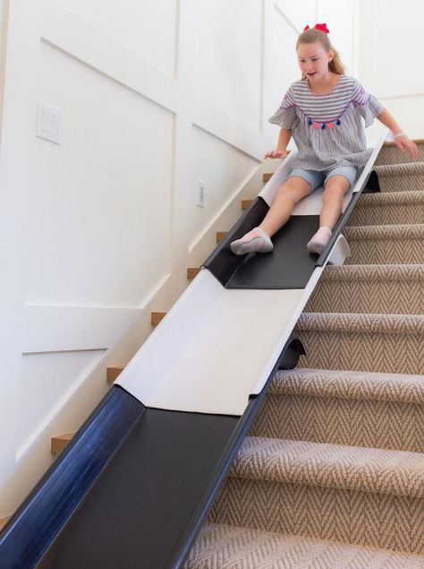 StairSlide - Indoor Slide For Stairs - The Funding Cafe Slide For Stairs, Stairs Height, Indoor Slide, Stair Slide, Indoor Slides, Indoor Games, Under Stairs, Compact Storage, Stairs Design