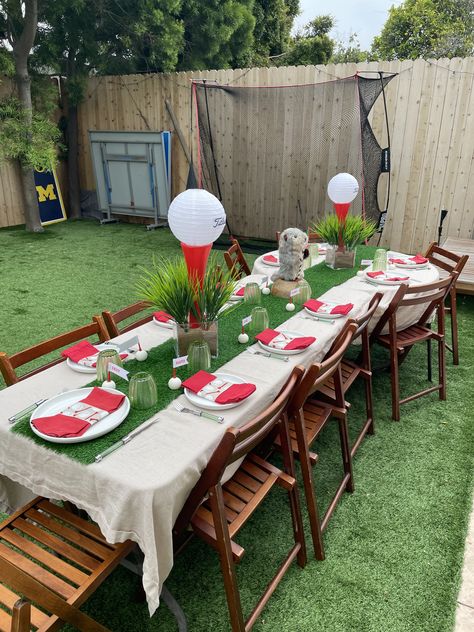 Golf Themed Birthday Party For Men Decor, Golf Themed Dinner Party, Birthday Ideas For Grandpa, Men’s Golf Theme Party, Golf Decorating Ideas Party, Golf Themed Retirement Party, Caddyshack Party, Golf Retirement Party, Masters Party