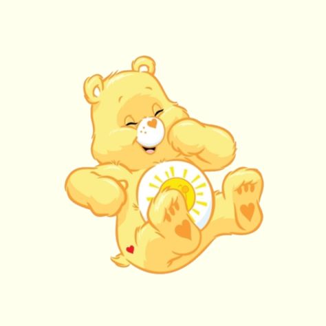 ❥ Nikki Babe Xo ❥ Care Bear Aesthetic, Yellow Care Bear, Bear App, Sunshine Bear, Bear Aesthetic, Funshine Bear, Spongebob Painting, Bear Drawing, Kids Background