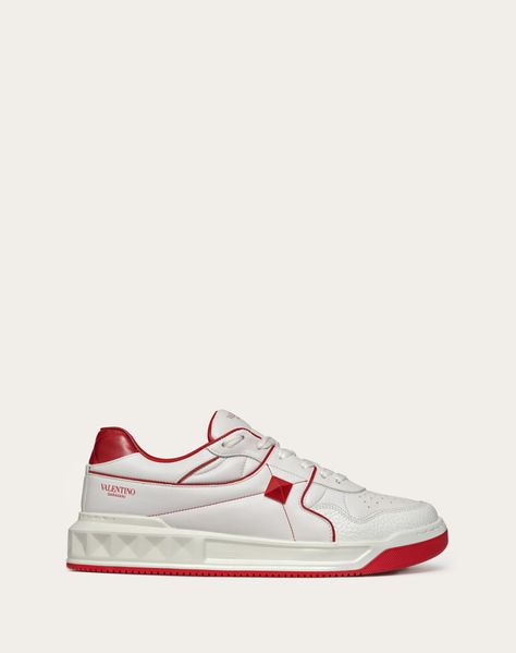 ONE STUD LOW-TOP NAPPA SNEAKER Valentino Sneakers, Valentino Red, Shoe Wishlist, Outfit Grid, Casual Shoe, Sheep Leather, Italian Fashion Designers, Low Top Sneakers, Hummel Sneaker