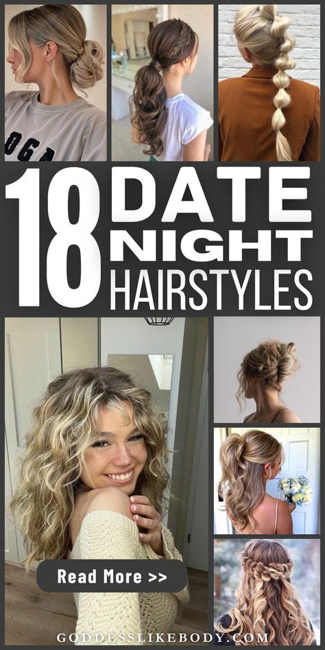 18 Fun and Flirty Hairstyles for Date Night Date Night Updo, Easy Fun Hairstyles, Hairstyles For Date Night, Hairstyles For Date, Flirty Hairstyles, Date Night Hairstyles, Cool Easy Hairstyles, Date Night Hair, Fun Hairstyles