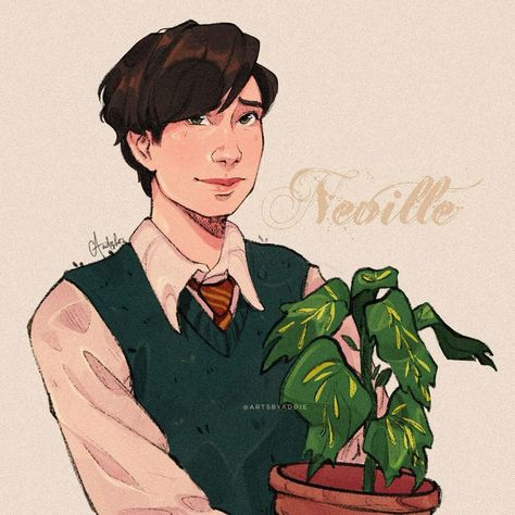 Addie | Character Artist | And lastly Neville Longbottom 🍀 . �🏷️ ——— #harrypotter #drawing #digitalillustration #procreate #procreateart #ipadartwork #femaleartist… | Instagram Pansy And Neville Fanart, Neville Longbottom Drawing, Alice Longbottom Fanart, Neville Longbottom Fanart, Hogwarts Fanart, Neville Longbottom Aesthetic, Harry Potter Neville, Hp Fanart, Gryffindor Pride