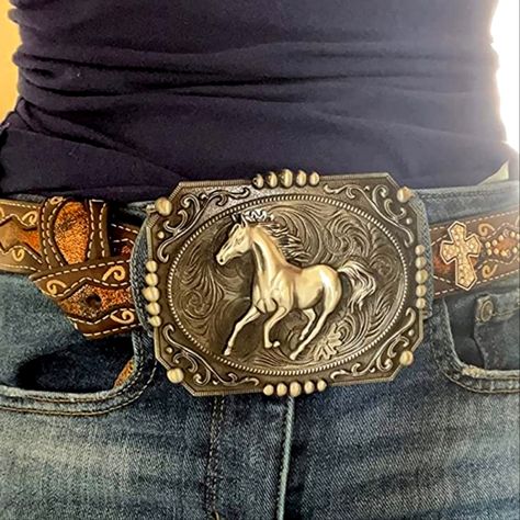 New Beautiful Silver Horse Western Belt Buckle. 4.52"X3.54". Belt Not Included. I Have Hundreds Of Western And Other Belt Buckles Listed. Cowboy Accessories Men, Western Christmas Gifts, Big Belt Buckle, Belt Buckles Men's, Cowboy Accessories, Gucci Gg Belt, Custom Belt Buckles, Horse Western, Gg Belt