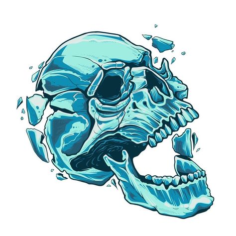 Skull Exploding Vector Art Cracked Skull, Band Music, The Skull, Art References, Premium Vector, Moth, Photo Art, Skeleton, Vector Art