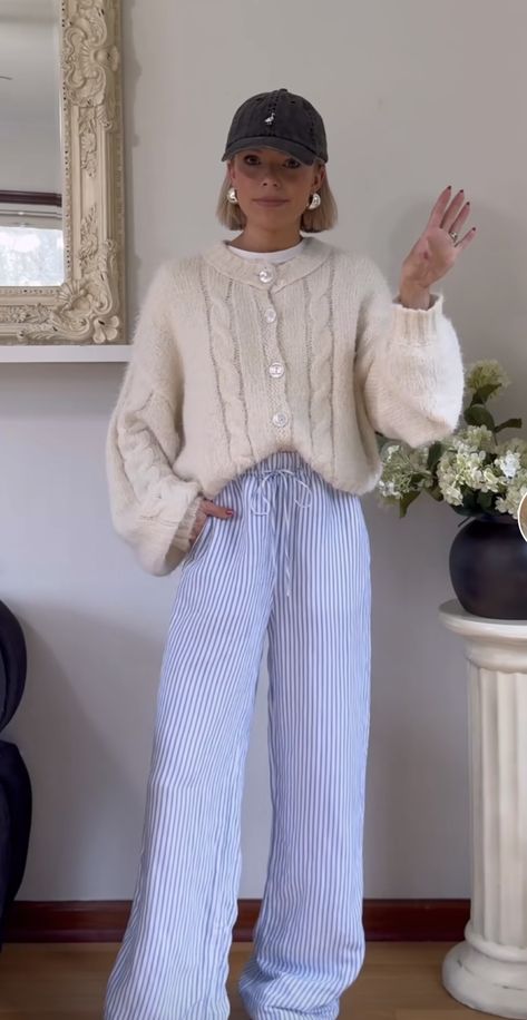 Cornwall Style Fashion, Not Boring Outfit, Feminine Scandinavian Style, Swedish Style Women, Tan Striped Pants Outfit, Summer Outfit Inspo 2024 Midsize, Coastal Grandma Style Outfits, Dissh Clothing Aesthetic, Rome Outfits March