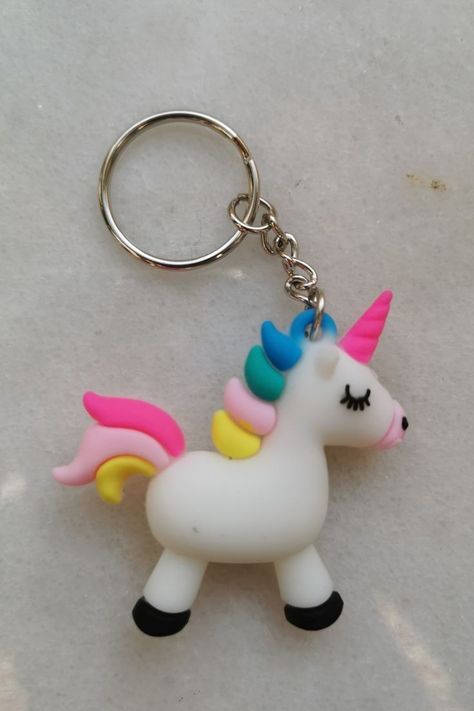 Unicorn Keychain, Cute Rainbow Unicorn, Korean Kawaii, Clay Keychain, Rainbow Keychain, Cute Ponies, Unique Keychains, Clay Crafts Air Dry, Cute Rainbow