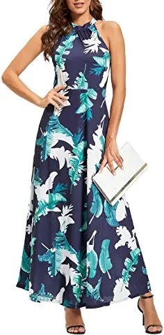 Amazon.com : Caribbean Dresses Elegant Summer Dresses, Floor Length Maxi Dress, Spring Wedding Guest Dress, Maxi Dress Wedding Guest, Halter Neck Maxi Dress, Fall Wedding Guest Dress, Elegant Maxi Dress, Maxi Dress Wedding, Dress Beach