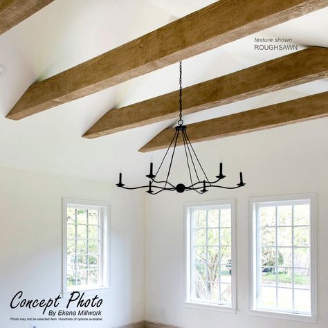 Ekena Millwork Sandblasted Endurathane Faux Wood Ceiling Beam, 3-Sided (U-beam) | Wayfair Faux Wood Ceiling, Beams Living Room, Faux Beams, Faux Wood Beams, Wood Beam Ceiling, Wood Ceiling, Exposed Beams, Wood Ceilings, Wood Beams