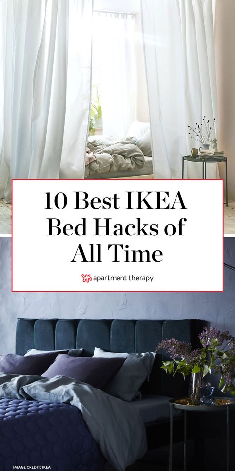 Ikea Bed Hacks, Cosy Home Interior, Bed Frame Hack, Small Home Interior, Bed Hacks, Cheap Bed Frame, Ikea Bed Frames, Ikea Bed Hack, Cheap Apartment Decorating