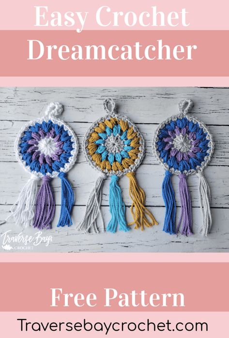 Crochet Dreamcatcher Keychain Pattern Free, Dreamcatcher Crochet Pattern Free, Crochet Dreamcatcher Pattern Free Easy, Crochet Stitches Pattern, Simple Free Crochet Patterns, Fun Crochet Projects For Beginners, Quick Crochet Gifts Free Pattern, Quick Crochet Projects Free Pattern, Easy Quick Crochet Projects