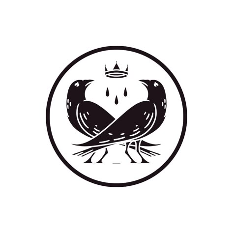 Crows and crown logo design by Ben Kocinski Design LLC, selected for LogoLounge Book 11. #logos #logo #crow #birds #crown #tattoo #branding #design Crow Logo Design, Tattoo Branding, Crown Branding, Tattoo Logo Design, Crown Logo Design, Crow Logo, Crow Design, Crown Graphic, Tattoo Logo