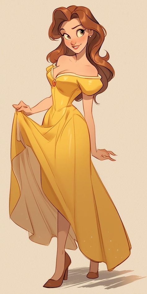 Disney Art Reference, Girl Cartoon Characters Disney, Disney Art Style Reference, Disney Princess Modern Drawing, Disney Style Character Design, How To Draw Disney Style, Girl Disney Characters, Disney Princess Art Cute, Princes Drawing