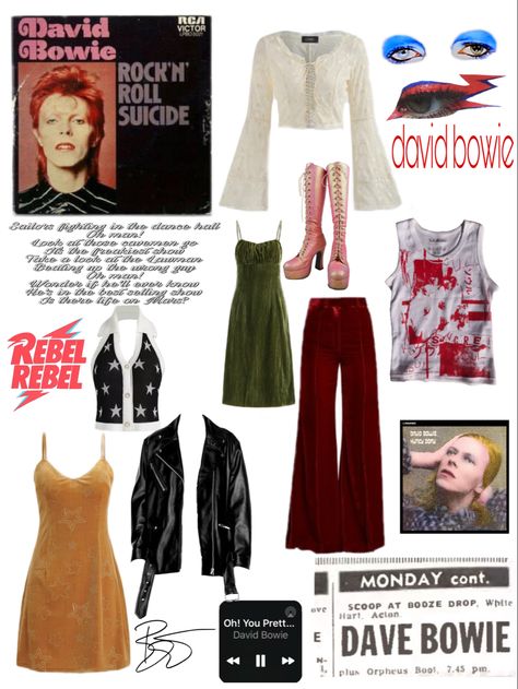 David Bowie Style Inspiration, David Bowie Style Outfit, David Bowie Concert Outfit, David Bowie Inspired Outfit Casual, 60s Rock Outfits, Bowie Outfits Ideas, Bowie Outfit Inspiration, Ziggy Stardust Inspired Outfit, David Bowie Clothes