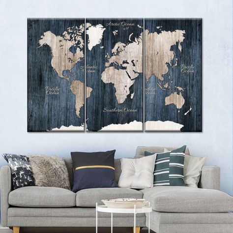 Aged Wooden World Map Wall Art | Digital Art Images D'art, World Map Art, World Map Canvas, Old World Maps, World Map Wall Art, Art Carte, World Map Wall, Pin Map, Decor Pillows