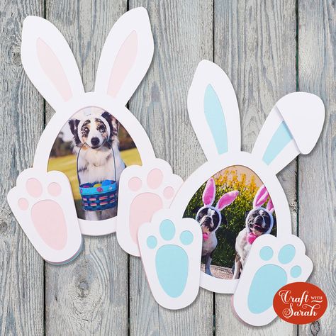 Easter Crafts With Pictures, Easter Photo Frames, Kindergarten Easter, Bunny Photo, Cricut Stencils, Preschool Projects, Pointed Ears, Photo Layers, Easter Photos