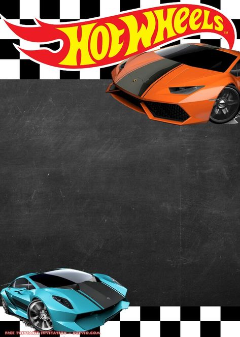 Hot Wheels Themed Birthday Party, Hot Wheels Invitations, Car Birthday Party Invitations, Hotwheels Birthday Party, Party Design Ideas, Cars Invitation, Hot Wheels Birthday, Hot Wheels Party, Invitations Design