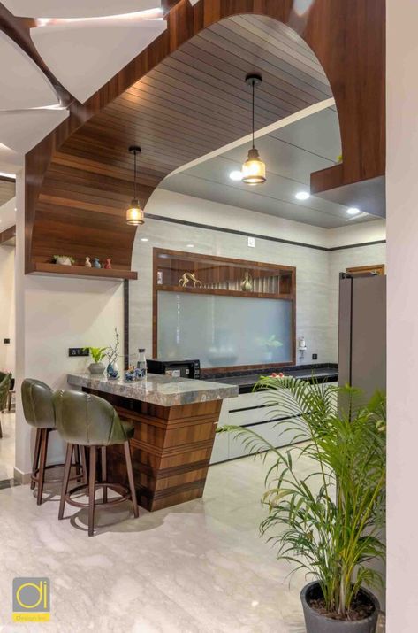 Modern Bungalow Kitchen Design, Kitchen Partition Design, Open Kitchen Interior, Bungalow Interior Design, Bungalow Interior, Wallpaper Kitchen, Kitchen Interior Design Decor, Living Room Partition Design, Bungalow Design