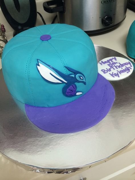 Charlotte Hornets cake. Made by Ruthie at So Delish in Charlotte, NC www.sodelishnc.com Charlotte Hornets Cake, Basketball Birthday, Charlotte Hornets, 16th Birthday Party, 16th Birthday, Charlotte Nc, Hornet, 5th Birthday, Themed Cakes