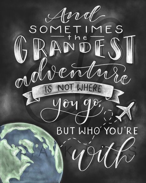 Adventure Art - Chalk Art - Chalkboard Print - Chalkboard Art - Travel theme wedding - Travel Quote Art - Gift for Travel - Travel Party Chalkboard Art Quotes, Blackboard Art, Chalkboard Decor, Chalkboard Print, Chalk Lettering, Chalkboard Designs, Travel Quotes Adventure, Travel Theme Wedding, Adventure Art