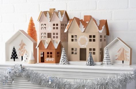 Diy Christmas Village Houses, Gingerbread Display, Family Christmas Crafts, Plaid Online, Diy Christmas Village Displays, Christmas Palette, Paper Mache Christmas, Christmas Village Accessories, Easy Holidays Crafts