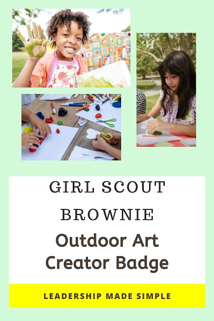 Brownie Outdoor Art Creator Badge, Outdoor Art Creator Brownie Badge Ideas, Girl Scout Brownie Badges, Girl Scout Brownie, Brownie Badges, Brownie Scouts, Scout Badges, Brownie Girl Scouts, Home Work