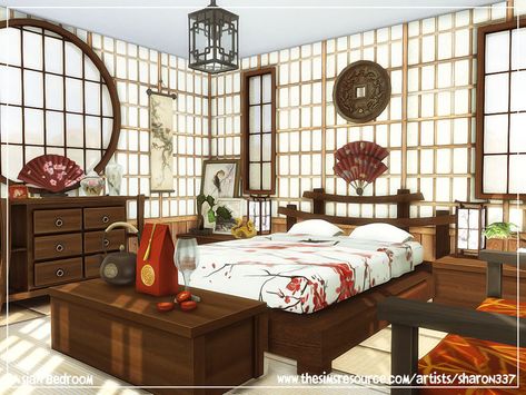 Sims Asian Cc, Sims 4 Mods Aesthetic, Sims 4 Korean Cc, Sims 4 Japanese Cc, Asian Style Bedrooms, Sims 4 Korean, Asian Sims, Japan Furniture, Asian Bathroom