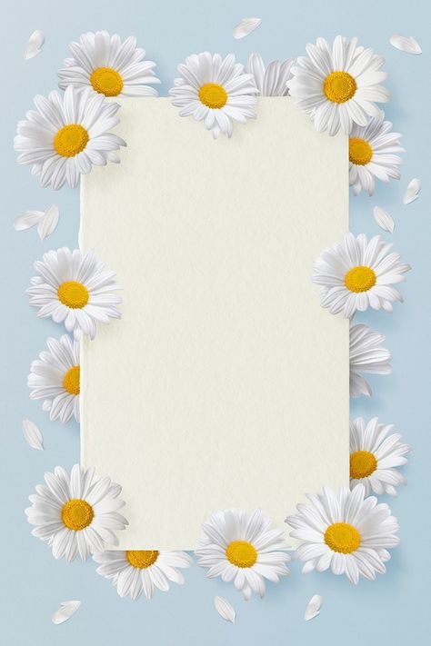 Daises flowers frame background, floral | Free Photo - rawpixel Flowers Frame Background, Daises Flowers, Wedding Daisies, Summer Sale Poster, Daisy Invitations, Daisy Background, Flower Pastel, Spring Frame, Blank Screen