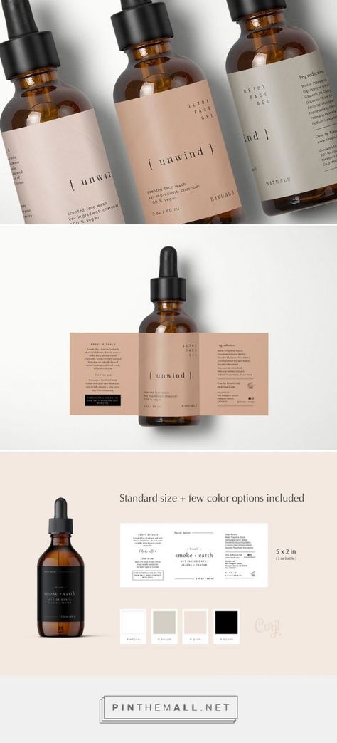 Elevate your skincare routine with our modern 2 oz dropper bottle labels. These editable, printable templates fuse minimalist design with apothecary chic, ideal for your beauty serums and oils. With sleek, customizable labels, you can transform your everyday essentials into a luxurious products. Perfect for diy skincare enthusiasts or artisan beauty sellers seeking a stylish, modern touch for their product presentation. Embrace beauty and functionality with our skincare label wraps. Handmade Cosmetics Packaging, Skin Care Label Design, Skincare Label, Serum Product, Beauty Products Labels, Essential Oil Labels, Digital Labels, Cosmetic Labels, Bottle Label Template