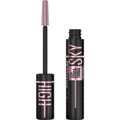 Maybelline New York Lash Sensational Sky High Mascara, Volumising & Lengthening Mascara, Washable Flake-Free Formula Infused with Bamboo Extract & Fibres, Cosmic Black, 7.2ml Mascara Maybelline, Maybelline Mascara, Mascara Brands, Lash Sensational, Maybelline Lash Sensational, Bamboo Extract, Black Lashes, Mascara Makeup, Mascara Brush