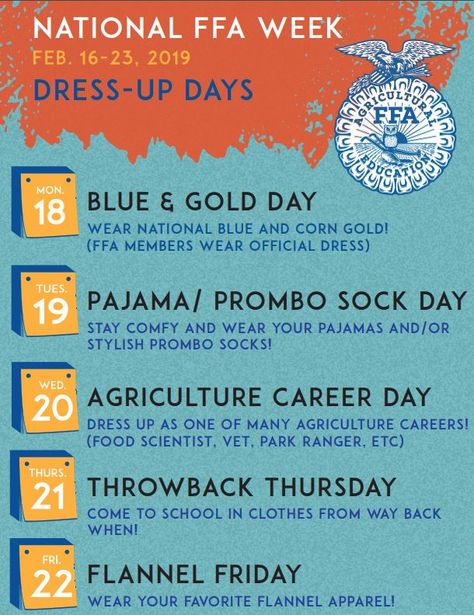 Ffa Week Teacher Appreciation Gifts, National Ffa Week Dress Up Days, Ffa Dress Up Days, Ffa Week Dress Up Days, Ffa Week Ideas Activities, Ffa Event Ideas, Ffa Week Ideas, Ffa Fundraiser, Agriculture Education Classroom