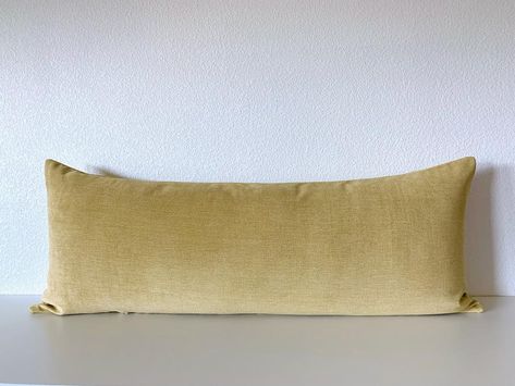 Softknit Amber Solid Lumbar Pillow Cover / Ready to Ship | Etsy Bolster Covers, Yellow Pillows, Yellow Tone, Long Pillow, Handmade Pillow Covers, Fabric Swatch, 16x16 Pillow Cover, Body Pillow Covers, Mid Century Modern Decor