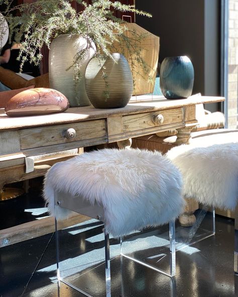 CIRCA | interiors & antiques | on Instagram: “s a t u r d a y // s c e n e new @leeindustries acrylic fur stools . . #newarrivals #stool #acrylic #acrylicfurniture #leeindustries…” Fur Stool, Lee Industries, Acrylic Furniture, Instagram S, Stools, Ottoman, Furniture, On Instagram, Home Decor