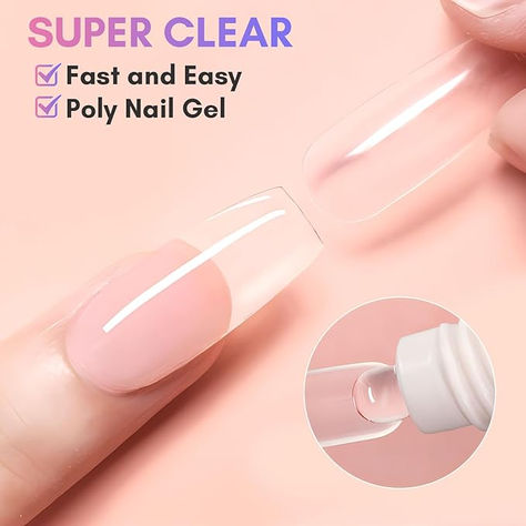 Makartt Poly Nail Gel Clear 50ML Gel Builder for Natural-Looking Strengthener 3D Molding Gel for Trendy Nail Art-Long-Lasting and Easy to Use Supplies Gel Overlay On Natural Nails, Nail Refill, Diy Gel Manicure, Sophisticated Nails, Natural Looking Nails, Poly Nail Gel, Gel Builder, Diy Salon, Gel Overlay