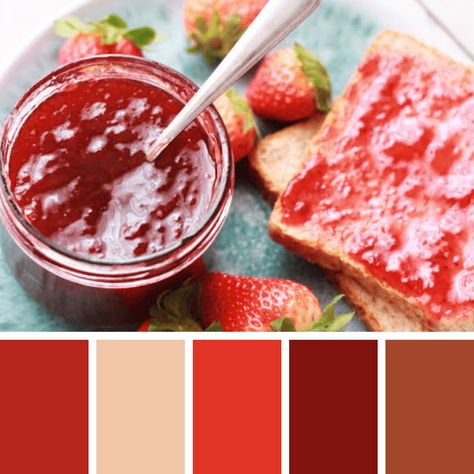 Jam Color Palette, Bakery Color Palette, Food Inspired, Sliced Bread, Oc Ideas, Strawberry Jam, Color Pallets, Color Palettes, Color Schemes