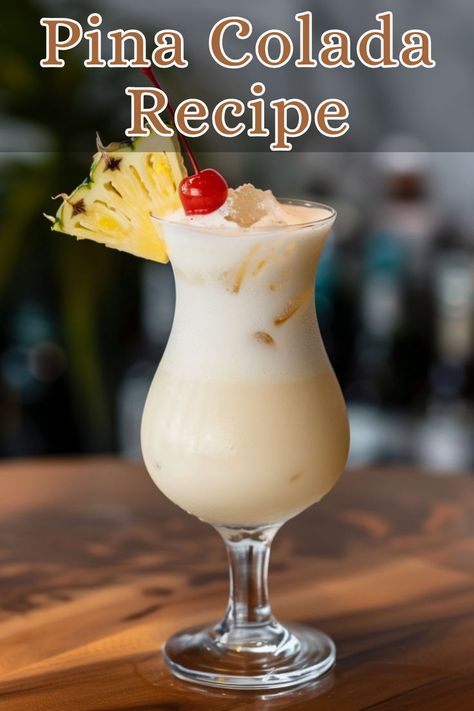 Pina Colada is a classic tropical cocktail made from a blend of rum, cream of coconut, pineapple juice, and lime juice. It is typically served blended or shaken with ice and garnished with a pineapple wedge or a cherry. Summer Rum Cocktails, Dark Rum Cocktails, Rum Cocktails Easy, Cocktails To Make At Home, Cherry Drink, Cream Of Coconut, Pina Colada Recipe, Rum Cocktail Recipes, Rum Cream