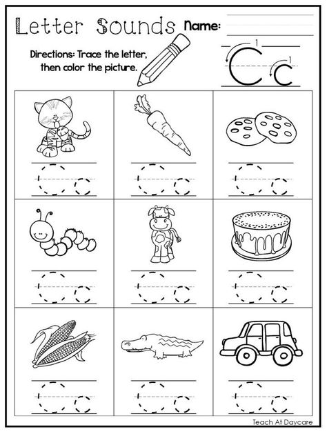 Letter C Kindergarten, Letter Sound Worksheets, Letter Sounds Worksheets, Letter Sounds Kindergarten, Letter C Worksheets, Letter Worksheets Kindergarten, Letter Worksheets For Preschool, Preschool Letter, Alphabet Sounds