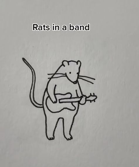 Rat Playing Instrument, Rat Line Tattoo, Rat Tattoo Minimalist, Animals Playing Instruments Tattoo, Animal Playing Instrument Tattoo, Funny Rat Tattoo, Rat Stick And Poke, Rat Tattoo Cute, Rat Line Art