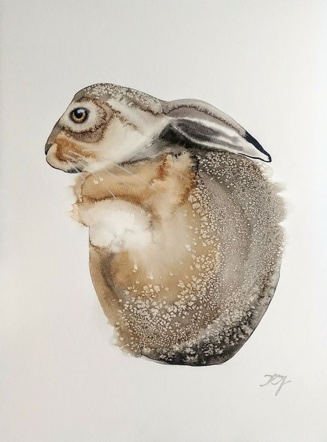 Fine Art Watercolor Paintings, Wildlife Illustration Animals, Watercolor Rabbit Tutorial, Watercolour Animal Painting, Watercolor Hare, Watercolour Rabbit, Animals In Art, Hare Watercolour, Contemporary Watercolor Art