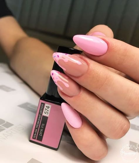 Nail Art Fruit, Matte Acrylic Nails, French Tip Acrylic Nails, Pink Nail, Summer Nails Colors, Dream Nails, Short Acrylic Nails, Nail Shapes, Best Acrylic Nails