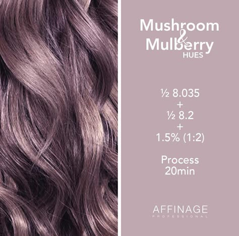 Mulberry Hair Color, Lavender Hair Colors, Mushroom Hair, Hair Color Formulas, Hair Color Techniques, Ash Brown, Haircut And Color, Hair Colours, Hair Inspiration Color