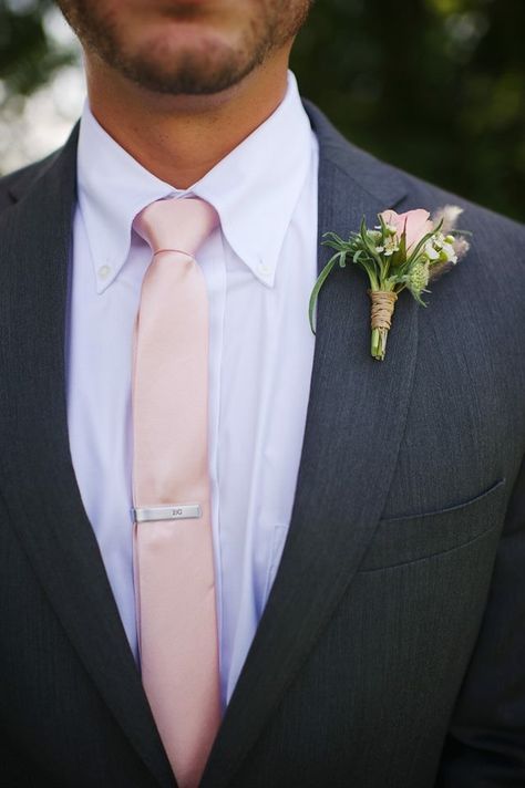 Black Tux With Blush Pink Tie, Wedding Suits Groom Pink Tie, Black Suit Blush Tie Wedding, Blush Ties Groomsmen, Groom Black Suit Pink Tie, Black Tux With Pink Tie, Groom Suit Pink Tie, Grey Suit With Pink Tie, Black Suit Pink Tie