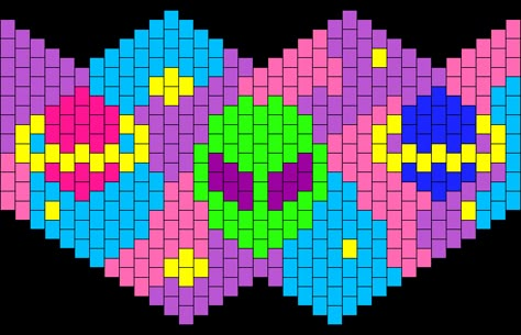 Alien Kandi, Kandi Mask Patterns, Kandi Rave, Kidcore Indie, Kandi Mask, Kandi Cuff Patterns, Kandi Inspo, Kandi Cuffs, Diy Kandi Bracelets