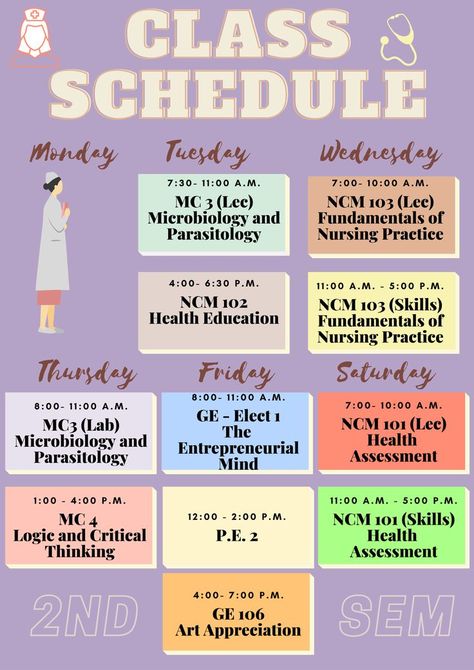 Class Schedule Pastel Bachelor Of Science In Nursing, 2nd Semester, Fundamentals Of Nursing, Bachelor Of Science, Class Schedule, Couples Poses, Online Class, Microbiology, Couples Poses For Pictures