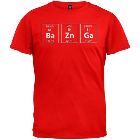 Old Glory - Mens Bazinga Periodic Table T-shirt Small Red Soft Graphic, Couple T Shirts, Old Glory, Table Black, Nerd Stuff, Black T Shirt, School Year, Funny Shirts, Fashion Games